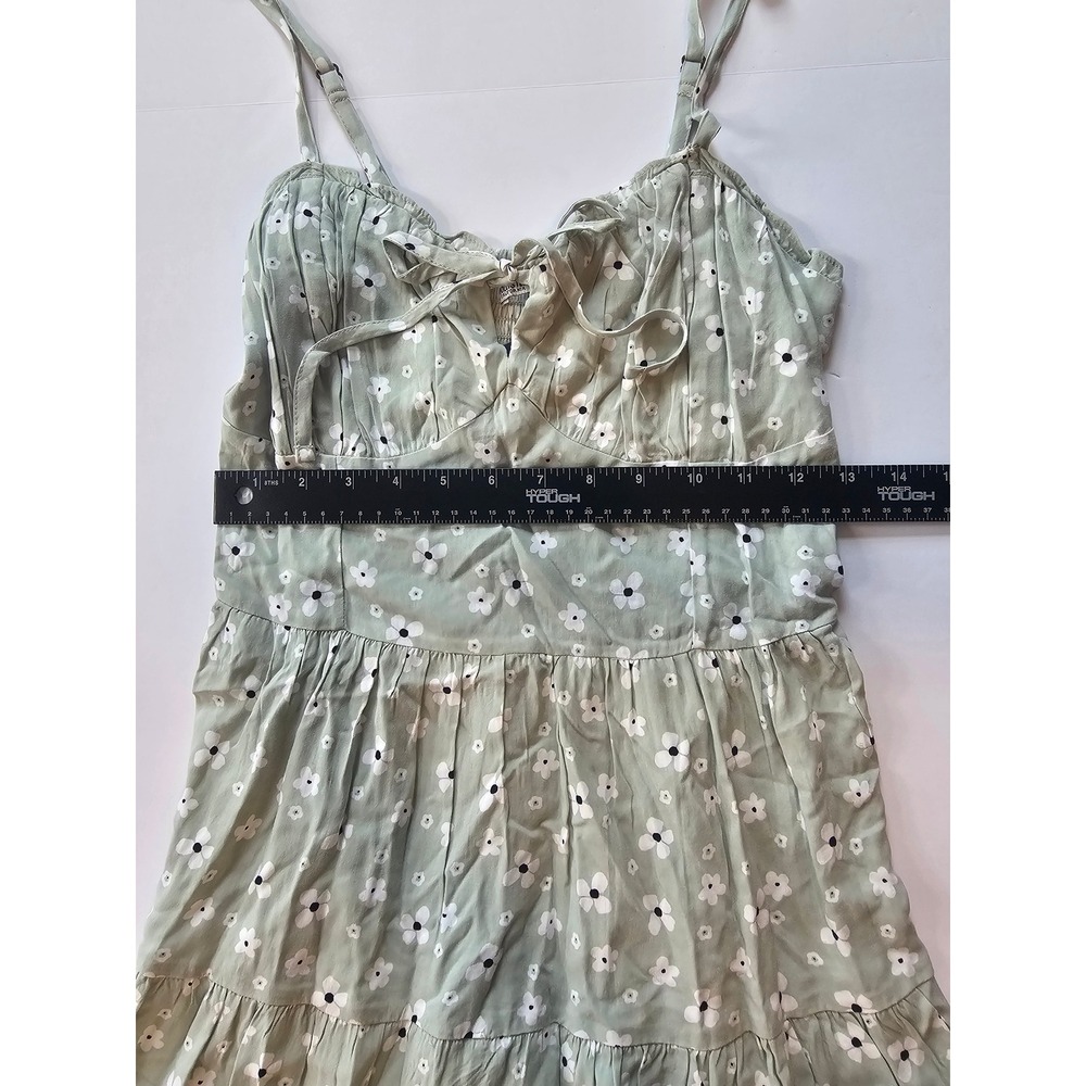 Hollister Floral Mini Dress Womens M Green Smocked Cottagecore‎ Summer - Picture 6 of 7